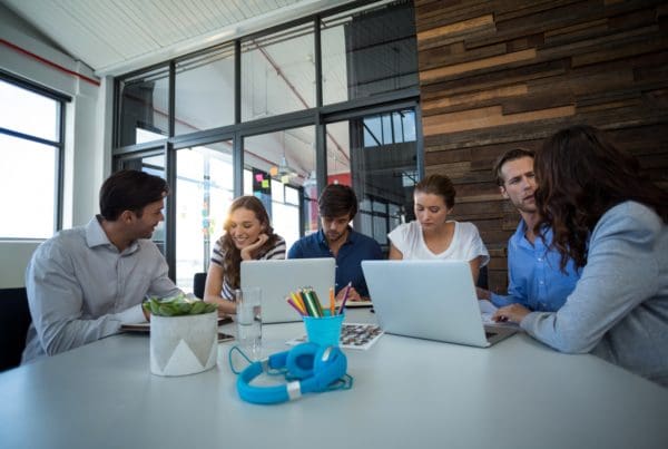 Team of graphic designers working together